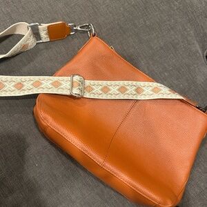 Tan Leather Shoulder Bag with 2 straps